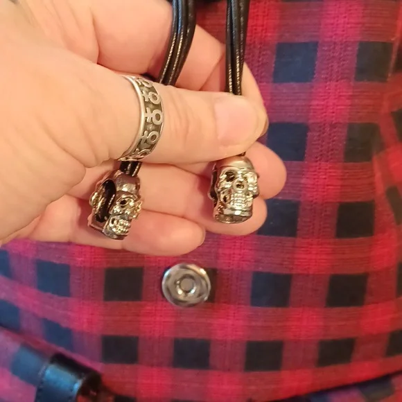 DOLLSKILL LOST QUEEN RED/BLACK TARTAN BACK PACK LOTS OF DETAIL LAST ONE SOLD OUT - Picture 7 of 12